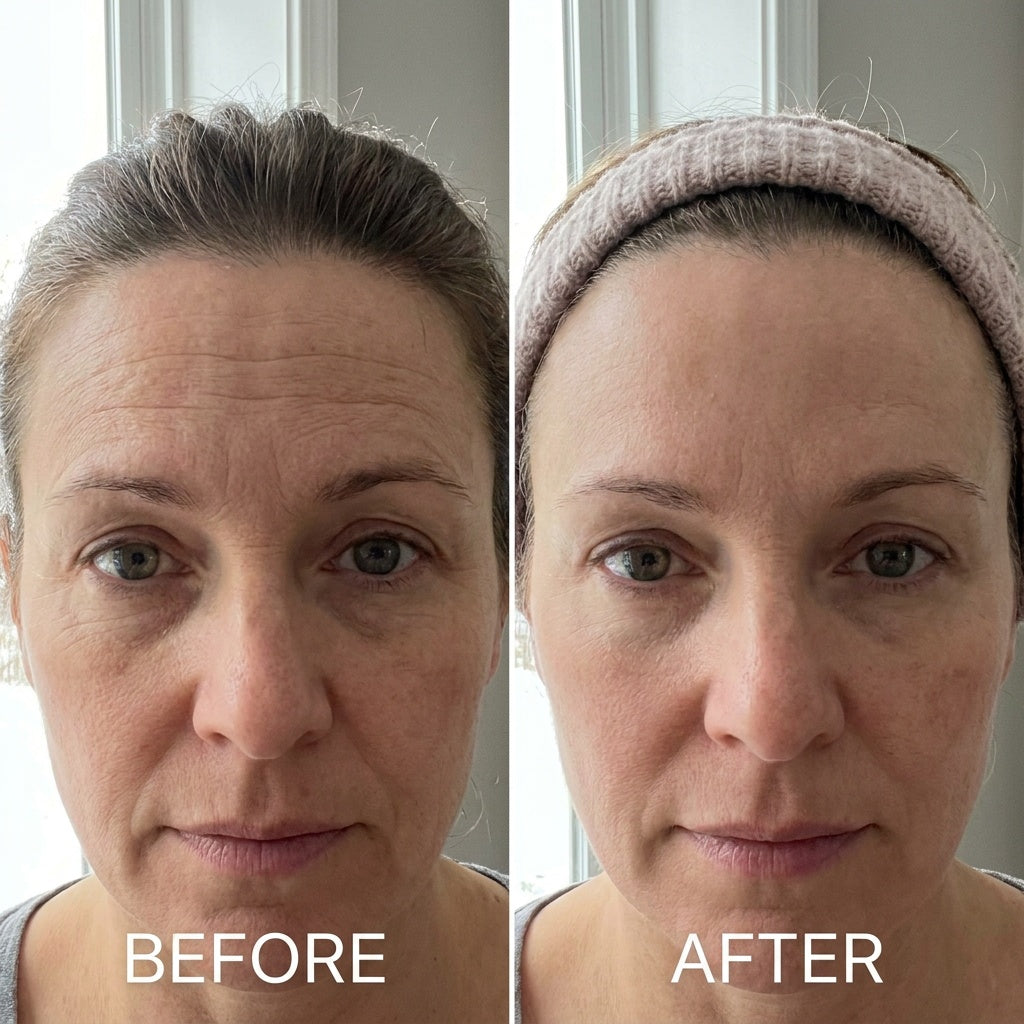 Before and after — forehead looks smoother