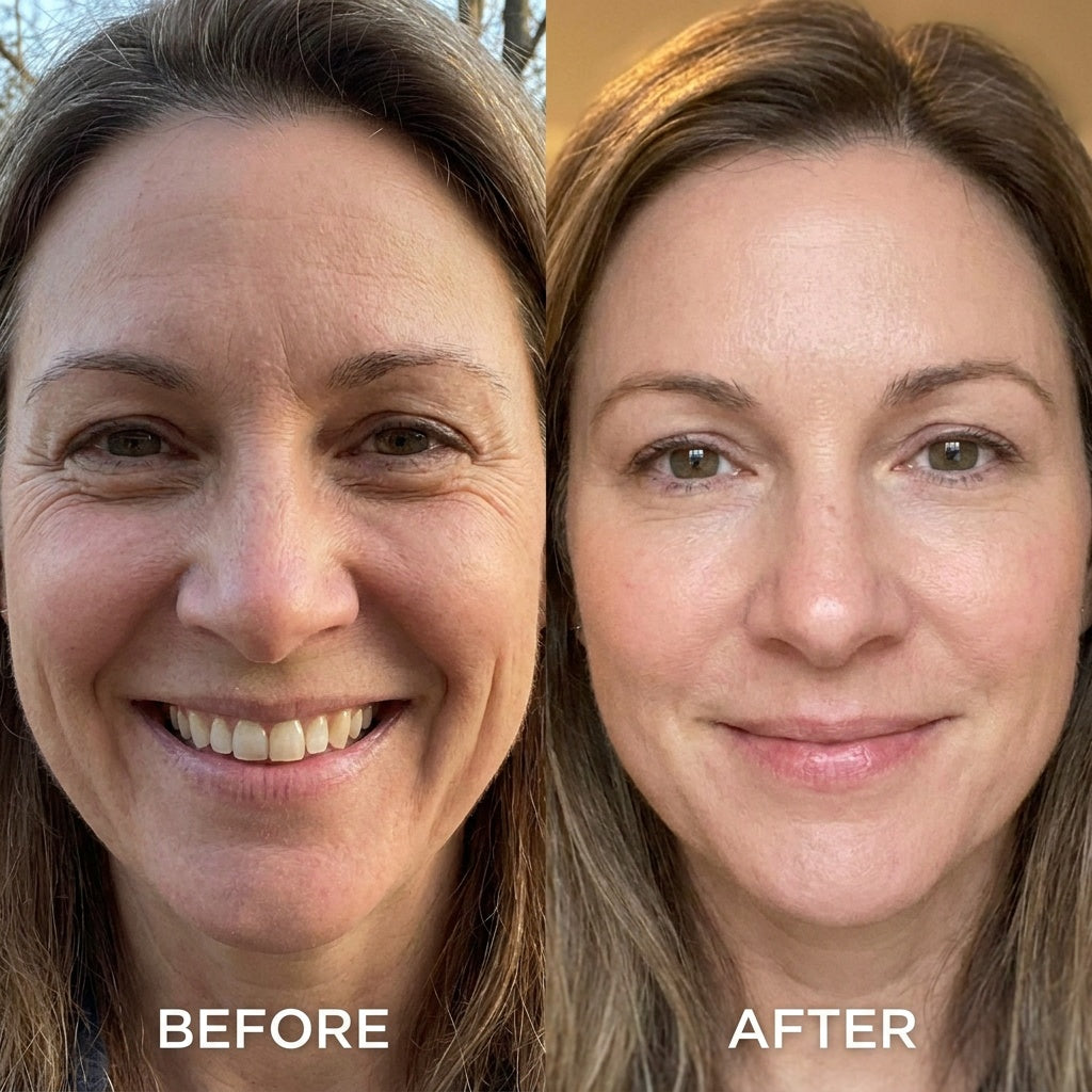 Before and after — smile area looks firmer